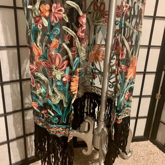 Gorgeous Sheer Embroidered Black Cover-Up - Picture 4 of 7